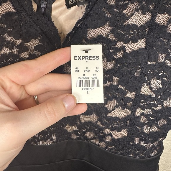 Express Womens Large Jumpsuit Pants Black Cross Back Lace Holiday Cocktail New - Picture 6 of 9